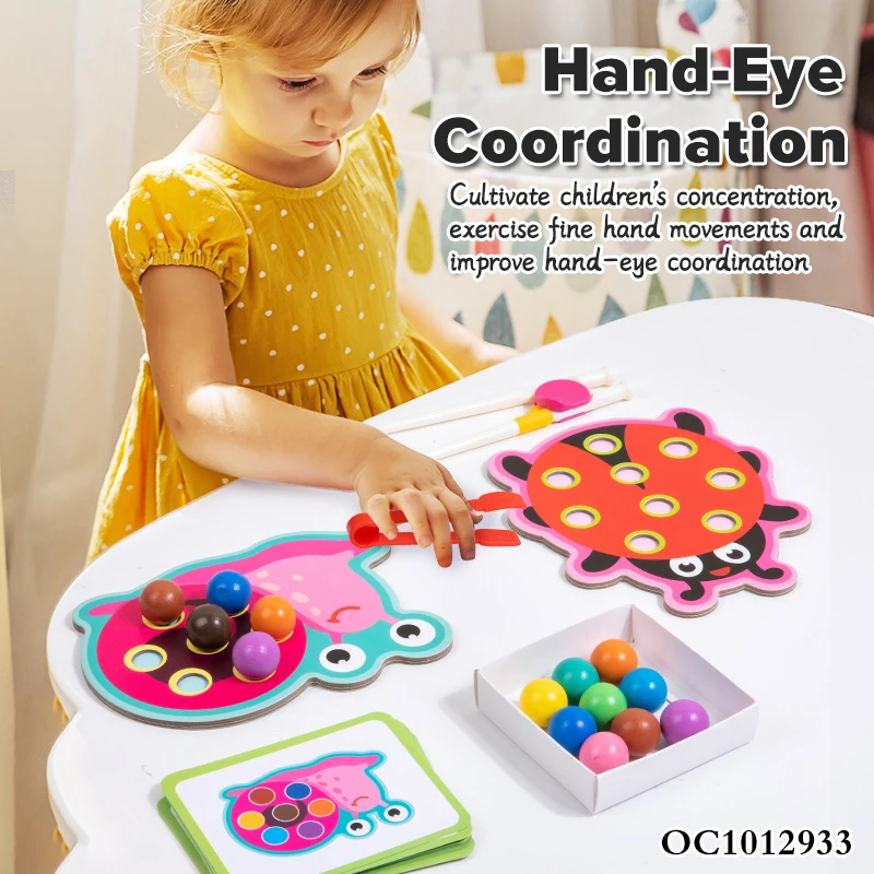 Hand eye coordination training montessori games wooden board toddler activity magic bean puzzle toy