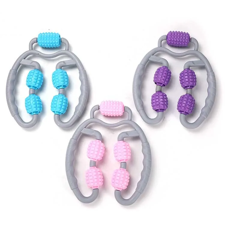 U Shape Trigger Point Massage Roller for Arm Leg Neck Muscle Tissue for Fitness Gym Yoga Pilates Sports 5 Wheel Beauty Tools