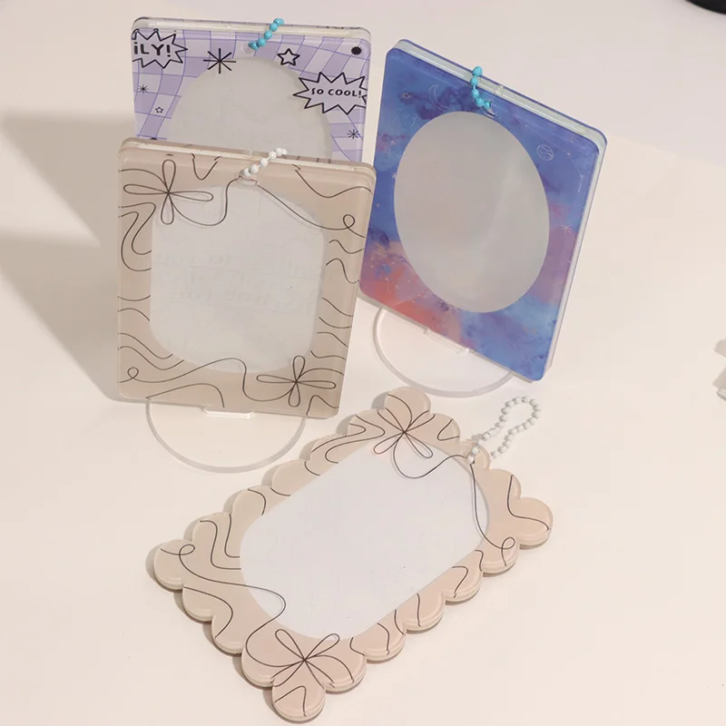 HOSHOM No MOQ Wholesale Photo Frames Clear Acrylic keychain Printed Frame Picture Card Holder Photo Insert Keychain