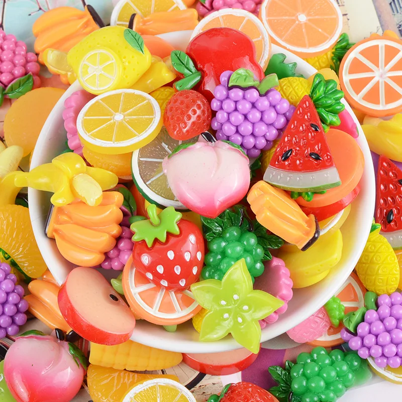 Wholesale Mixed Color Fashion Kawaii fruit Jewelry Resin Rhinestone Charms for Phone Case Embellishment