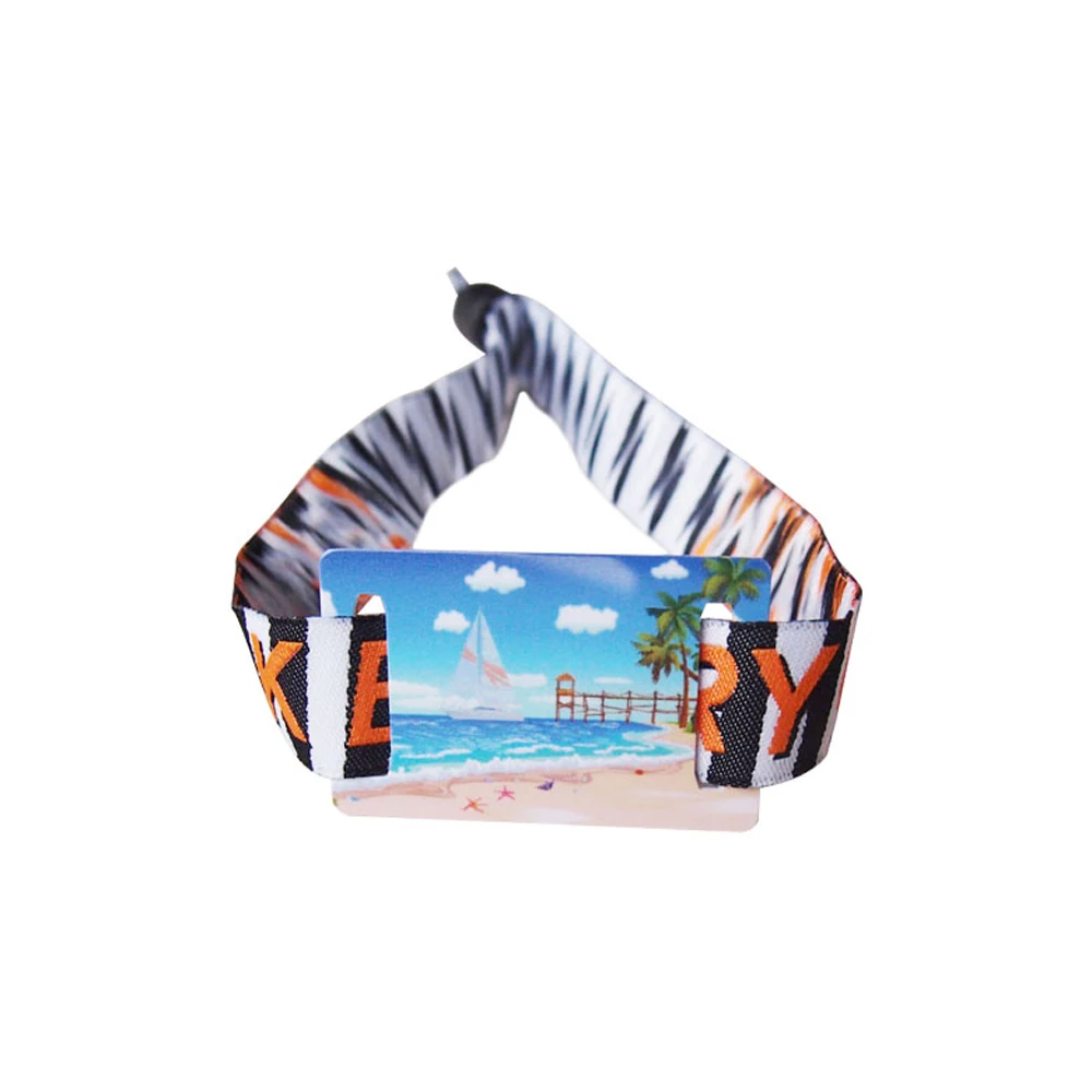 Waterproof RFID Woven Event Bracelets 13.56MHz MIFARE Classic 1K NFC NTAG 213 Fabric Wristba Promotional NFC Woven Wristband