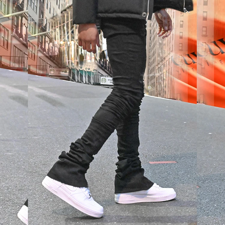 DiZNEW OEM men stacked jeans logo 3xl black stacked-jeans-men