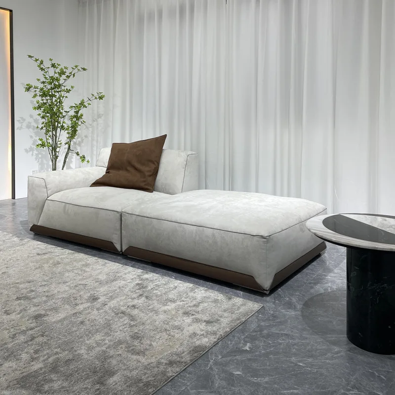 Five star hotel New Chinese style designer sofa original saddle leather module fabric sofa living room sofa3 2 1 seater sofa