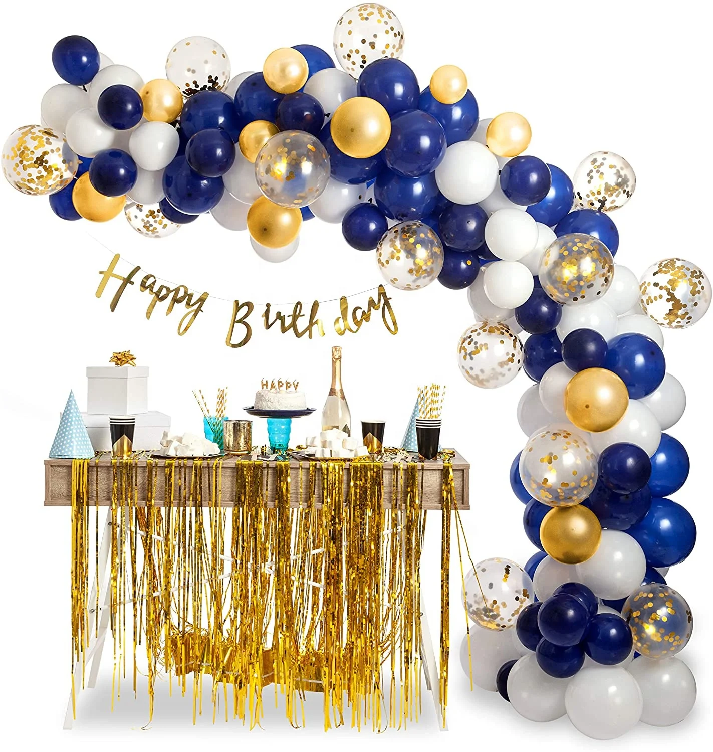 Blue and gold Balloon Arch Kit Garland Decorations for Oh Baby Theme Bridal Shower Birthday Wedding decoration