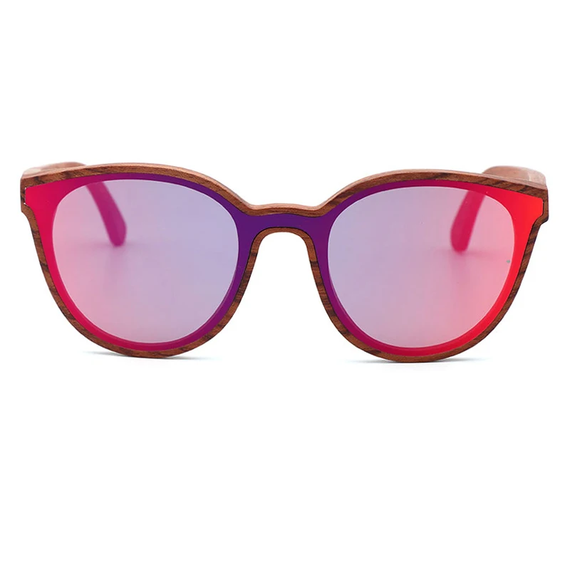 Cat 3 UV400 Polarized Wood Sun Glasses One Piece Lens Rimless Sunglasses