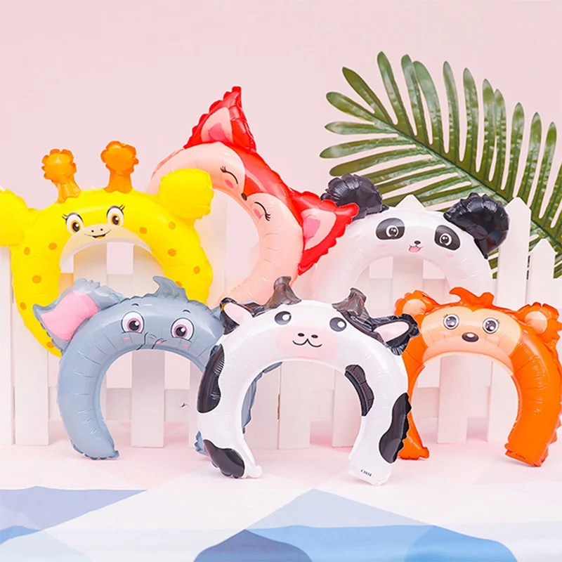 Hot Sale Cute Frog Panda Fox Baby Animal Headband Foil Balloon Birthday Party Balloons Decoration Birthday Balloons
