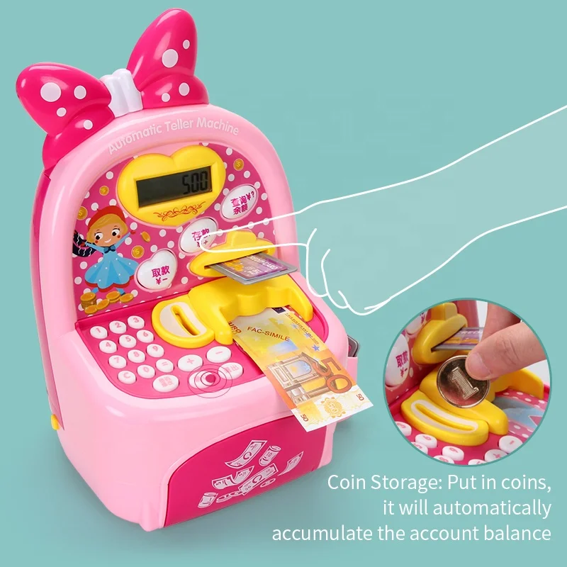 ATM Bank Toys Kids Electronic Cash Register Toy Money Banking ATM Bank Role Pretend Play Kits For Children Girls Gift Toys