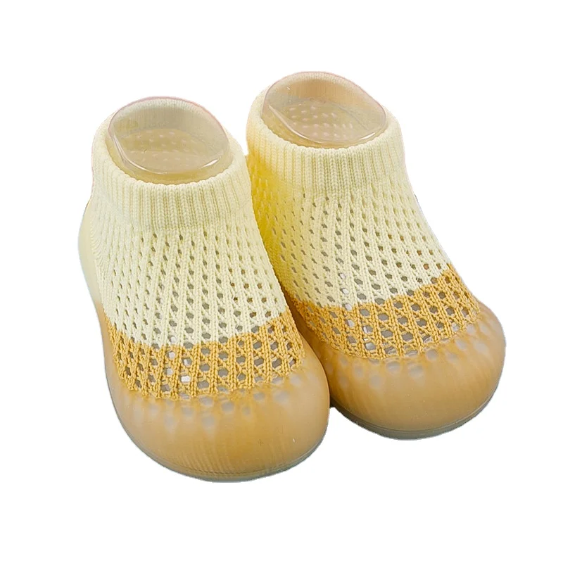 Large Grid No Slip Rubber Bottom Baby Socks Shoes With Toe Space Feet Sock Sole