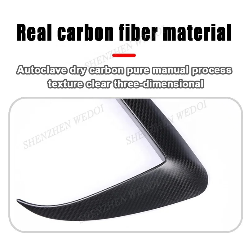 New Style Real Carbon Fiber Front Fog Light Trim Covers Eyebrow Stickers Car Exterior Accessories for Tesla Model 3