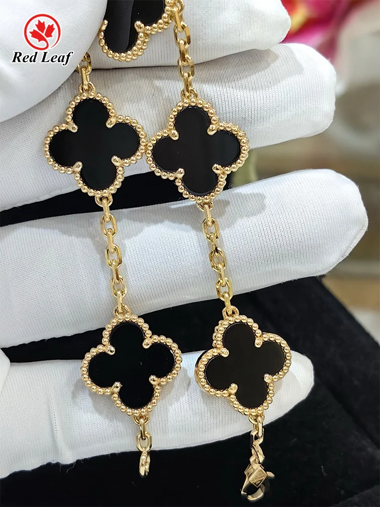 Redleaf Wholesale Black Onyx agate stones Clover Four Leaf Clover Stone For Jewelry Making