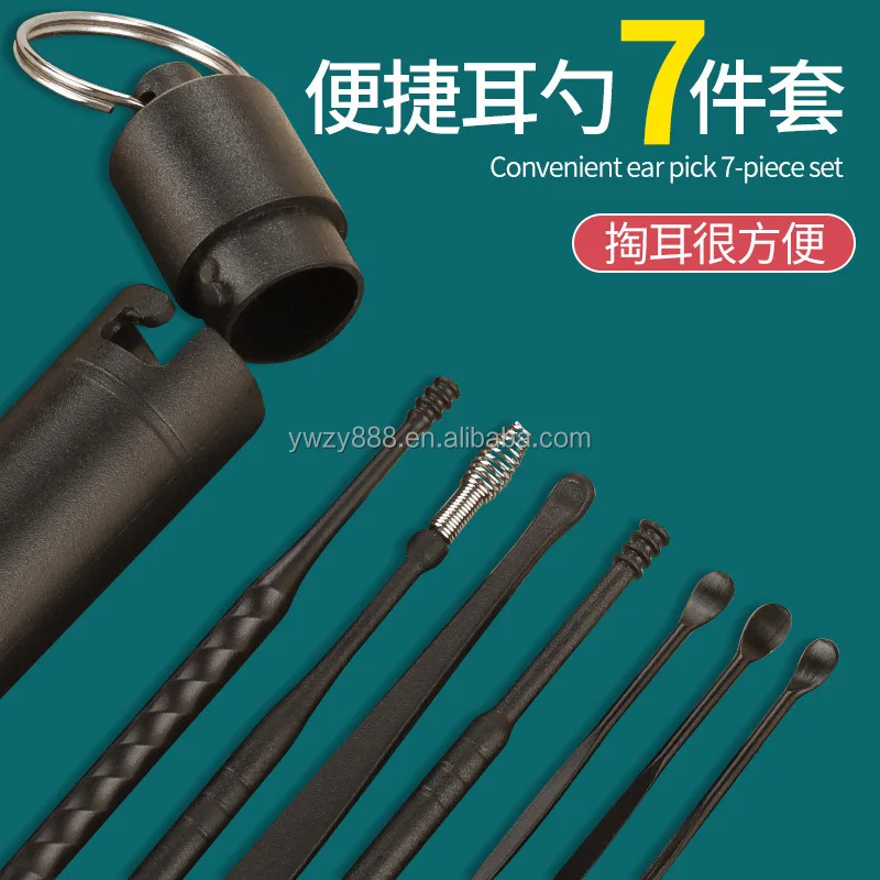 7Pcs Stainless Steel Earpick Ear Cleaner Spoon Ear Care Cleaning Tool Kit Ear Wax Remover Tool