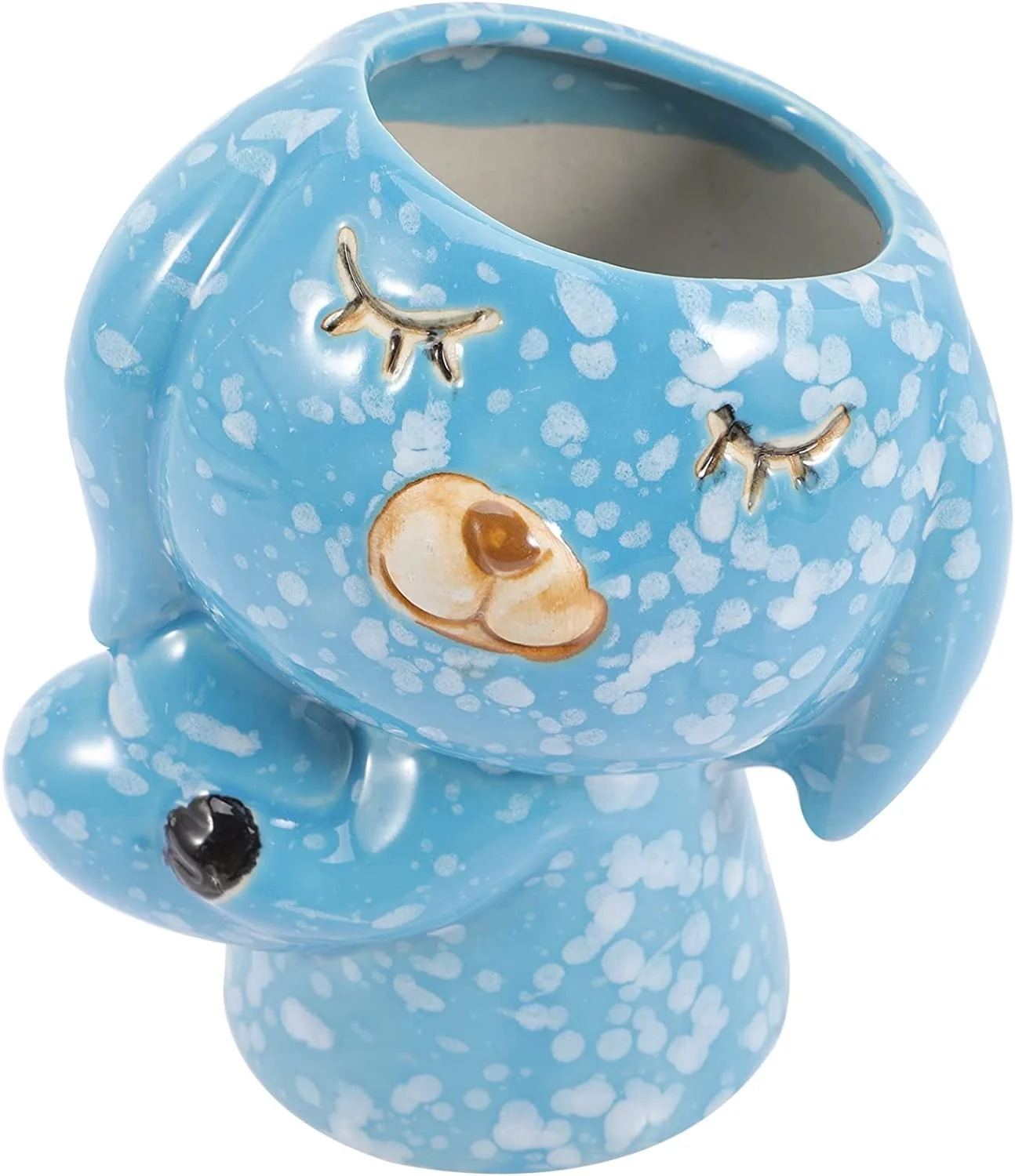 Easter Rabbit Flower Pots Ceramic Blue/Gold Planters Garden Flowerpots Gifts Plant Pot w/ Drainage for or Cactus