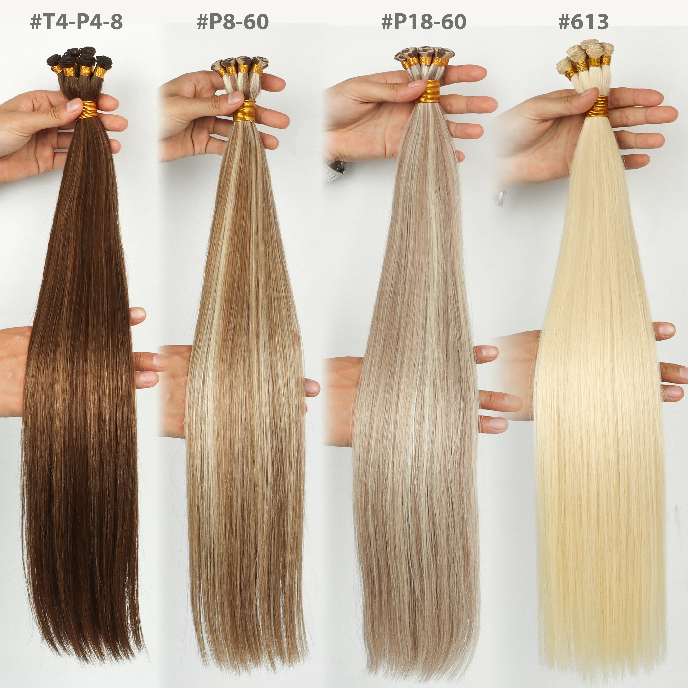 Double Drawn Genius Weft Russian Raw 100% Remy Hair Virgin Hand Tied Genius Weft Hair Extensions Human Hair