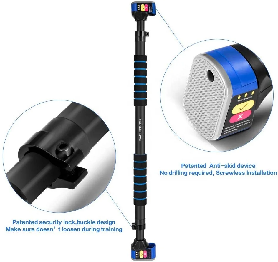 Wellshow Спортивная штанга для подтягивания вверх, дверная штанга для подтягивания верхней части тела, тренировочная штанга, безопасный фиксатор, без винтов, без инструментов, без отверстий