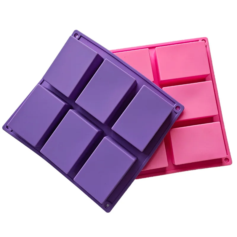 Amazon hot sale 6 Cavity Custom Design Silicone Baking Mold DIY Handmade Bar Soap Making Mold