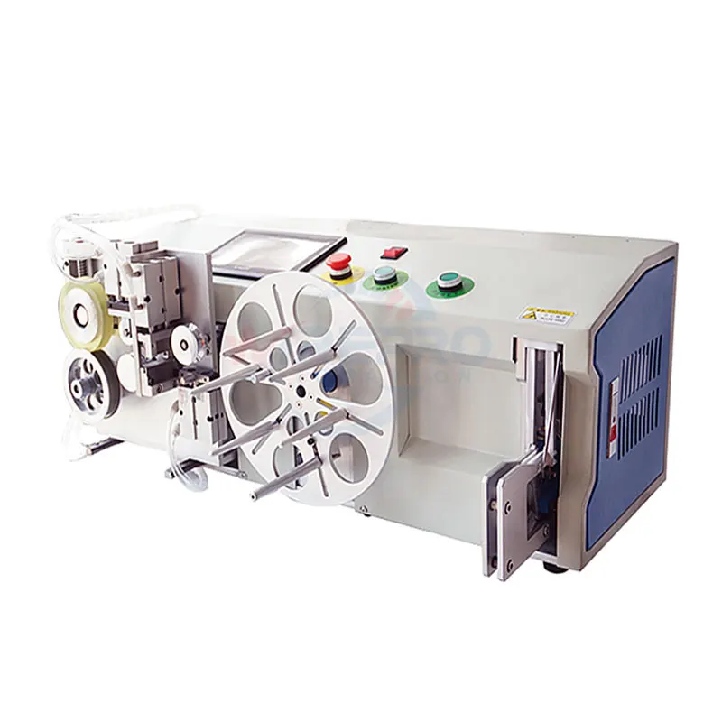 HB-M01 Full automatic tube cable wire measuring cutting spool rewind coil winding bundling tying machine