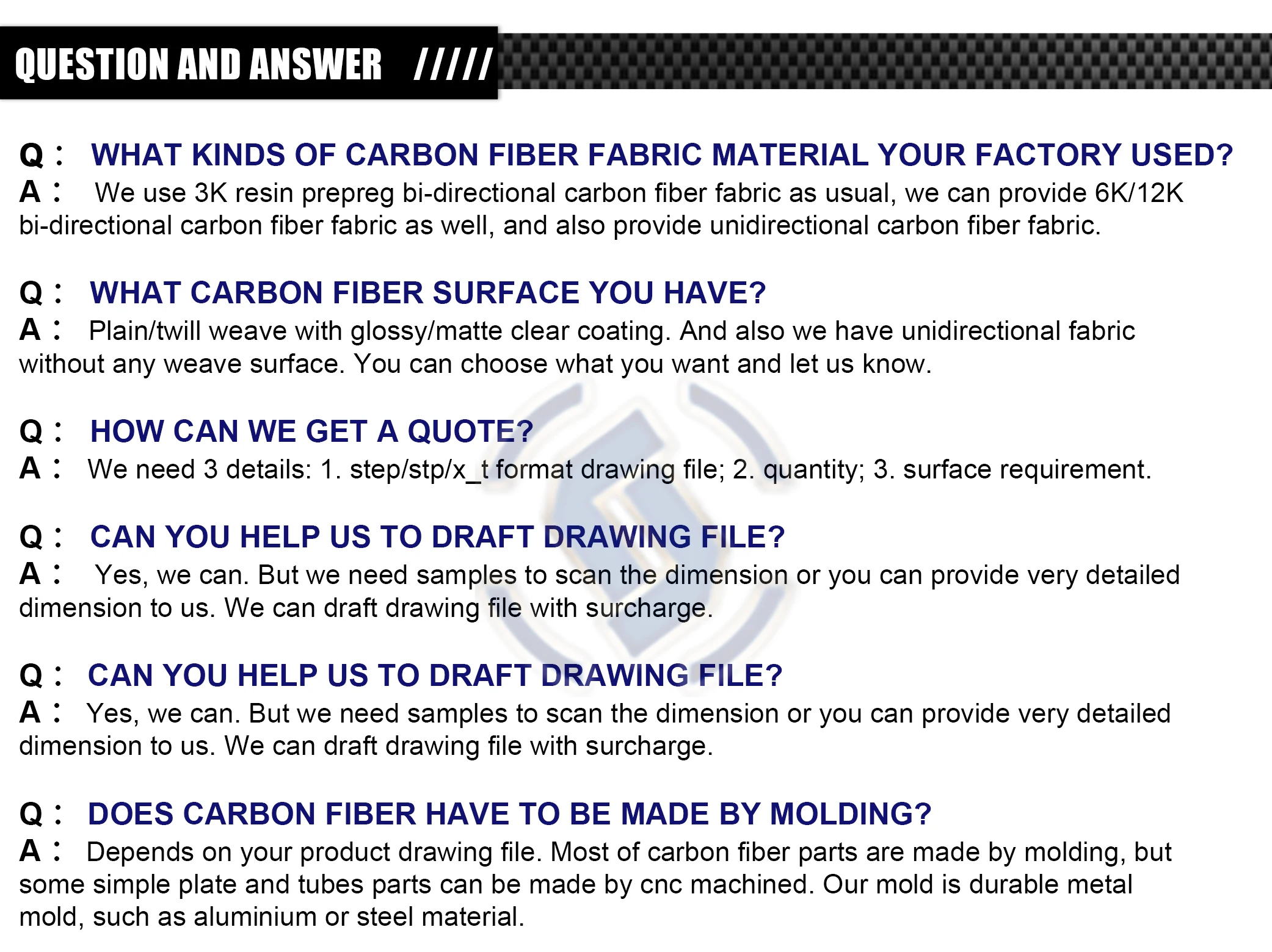 Good Performance High Strength Cheapest 100% Carbon Fiber Custom Service