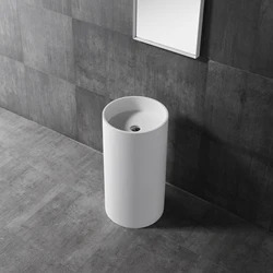 round shape bathroom wash hand basin freestanding cast stone resin basin art sink