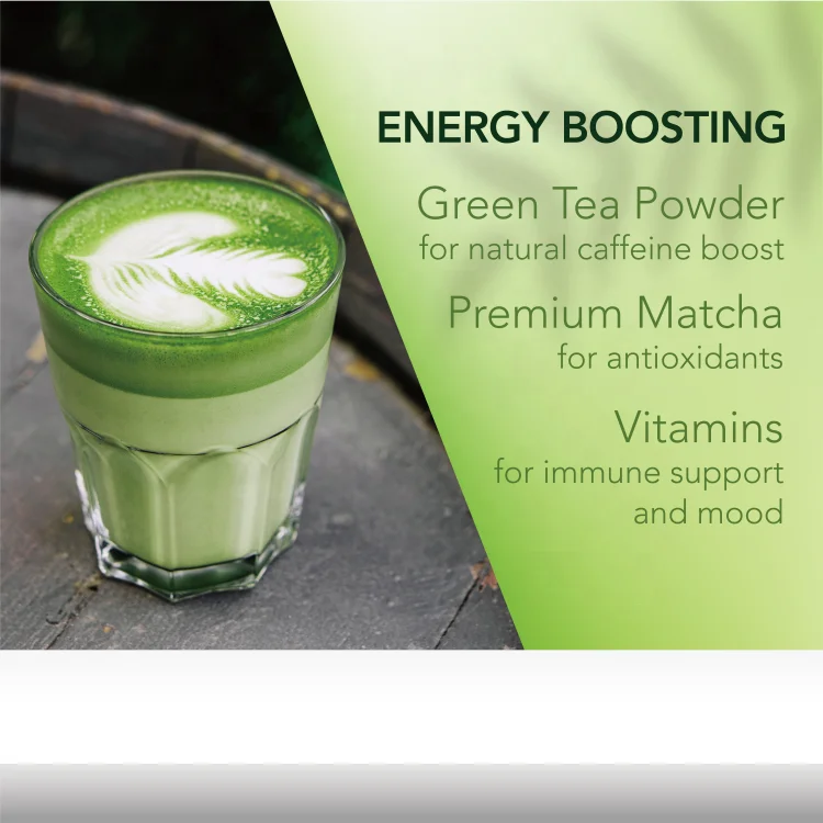 Customized Energy Boost and Detox  With Green Tea Matcha Instant Tea Packets In Tea Powder Single Serving Sticks