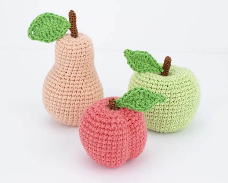 Wholesale Crochet Cotton Yarn Play Pretend Kitchen Food Hand Knit Stuffed Fruit with Custom Design