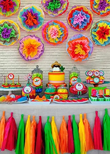 
Decorations Fiesta Tissue Pom Paper Flowers Mexican Party Supplies 16inch 
