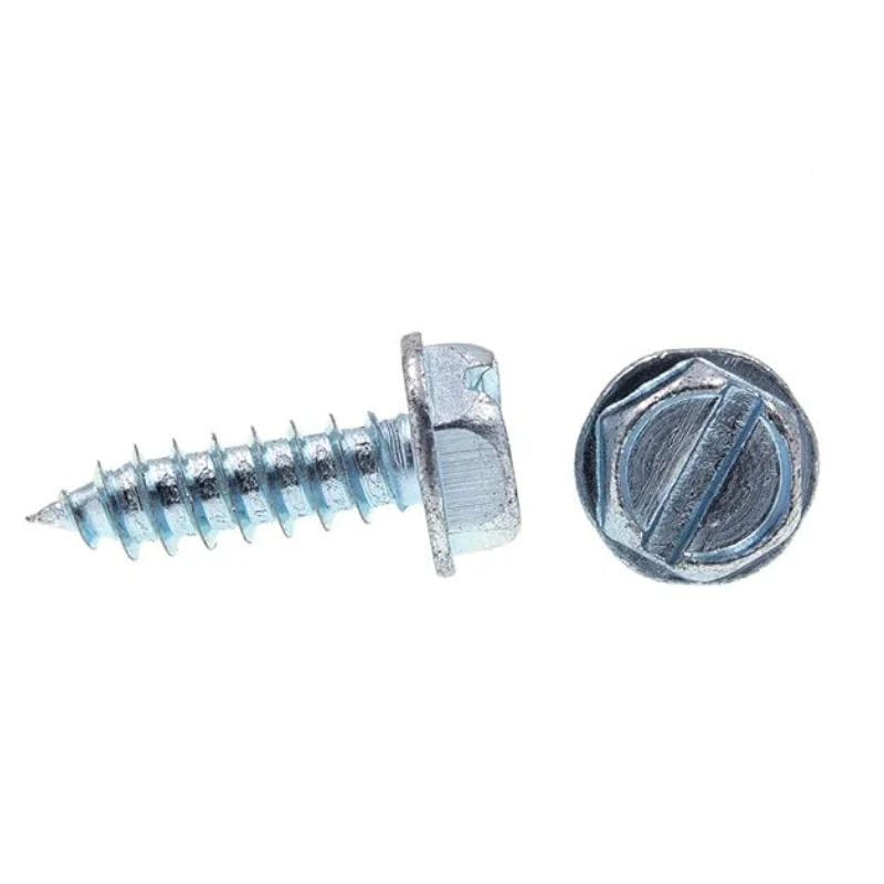 High Quality C1022A Slotted Hex Washer Head Tapping Screw #10 #12 Slotted Hex Head Zinc Plated Self Tapping Screw