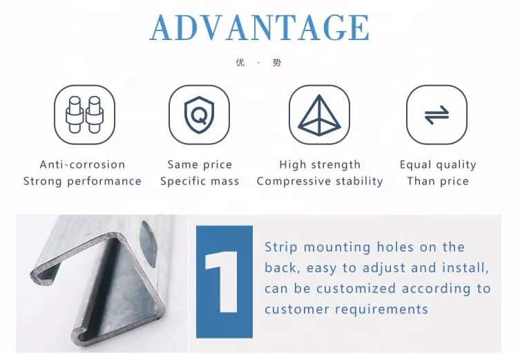 Z275 Strut channel gi / HDG /Back to back/ Black single 41*41 unistruct strut slotted channel unistrut channel price