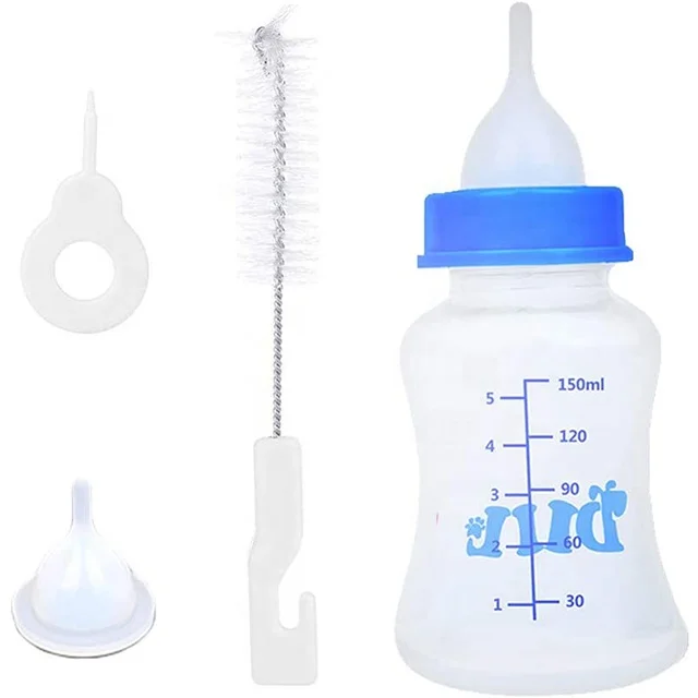 Tiktok Hot Selling 60ml/150ml High Temperature Resistance Pet Feeding Bottle Kit Cat Nipple