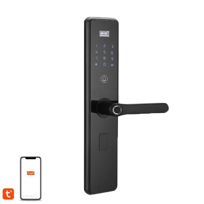 LED LCD Screen Menu Smart Life tuya App WiFi digital smart lock biometric fingerprint scanner password smart door lock