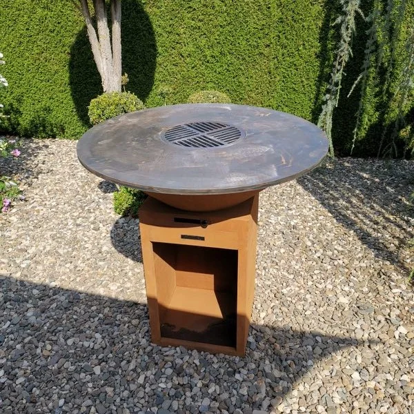 Easy Installation Weathering Steel Fire Pit With Grill Table BBQ