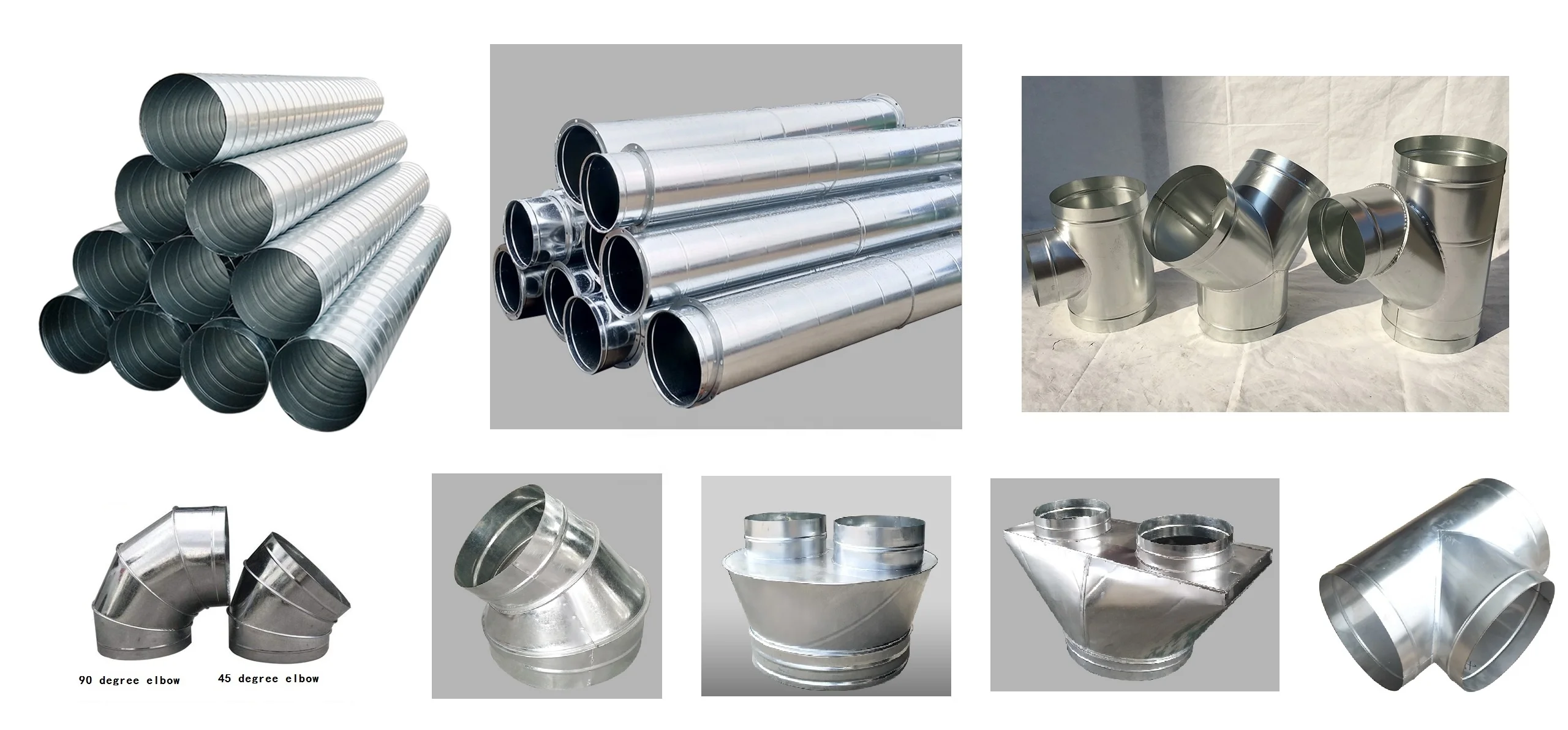 Galvanized Steel Spiral Round Circular Pipe Air Duct for HVAC System