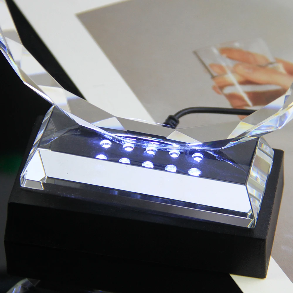 Honor of crystal 3d crystal trophy Led Light Bases For Crystals Usb Adapter And Battery Powered Led Light Base