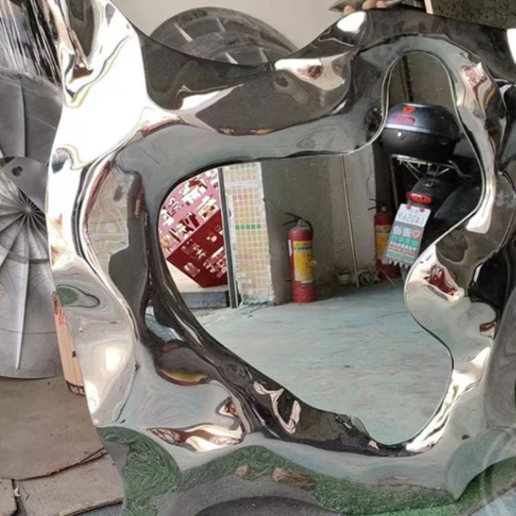 Led Mirror Electroplating Solid Metal Mirror Hard Rock Plating Frame Decor Living Room Bedroom Porch Abstract Art