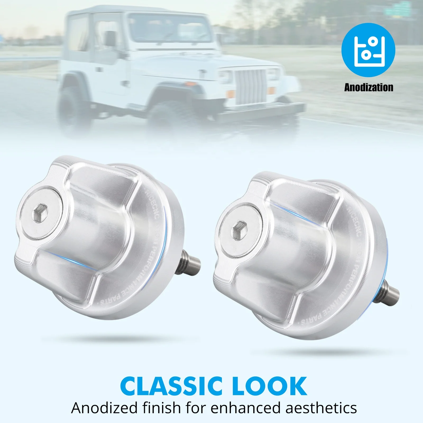 NICECNC Gloss Silver Black Red Interior Windshield Knob For Jeep CJ Wrangler YJ 1976-1990 1991-1995