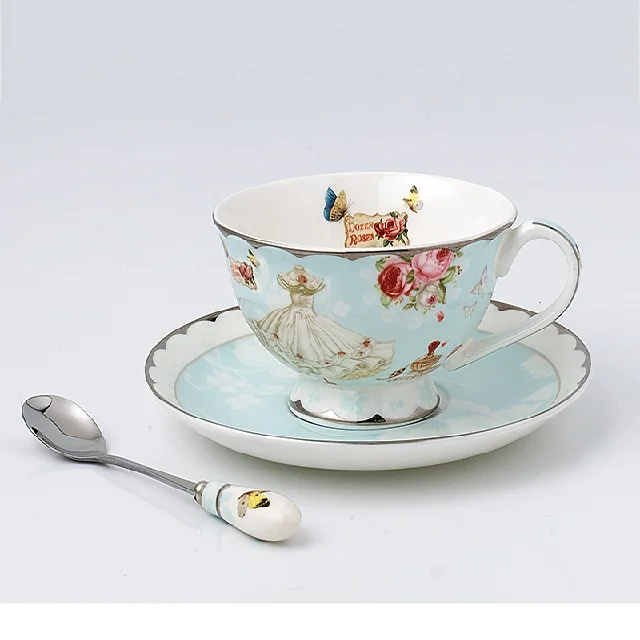 
best selling pattern coffee/tea cup and saucer with spoon 