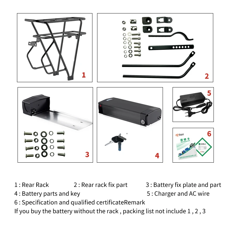Аккумуляторы для задней стойки 36v 48v 52v 20ah 30ahBattery Pack Электрический Bike18650 Литиевый ПЕРЕЗАРЯЖАЕМЫЙ электрического велосипеда