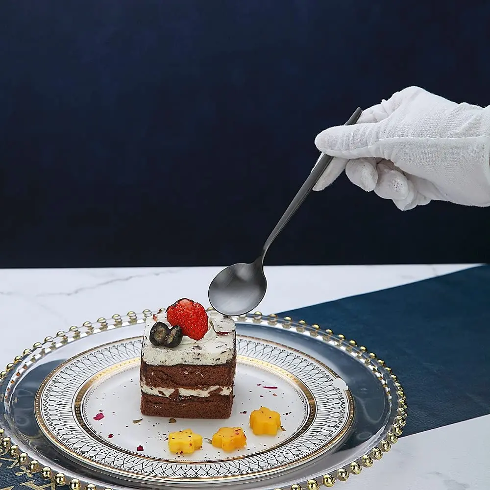 Hot Trending Products Modern Brushed Matte Black Table Soup Scoop Spoon Set Stainless Steel