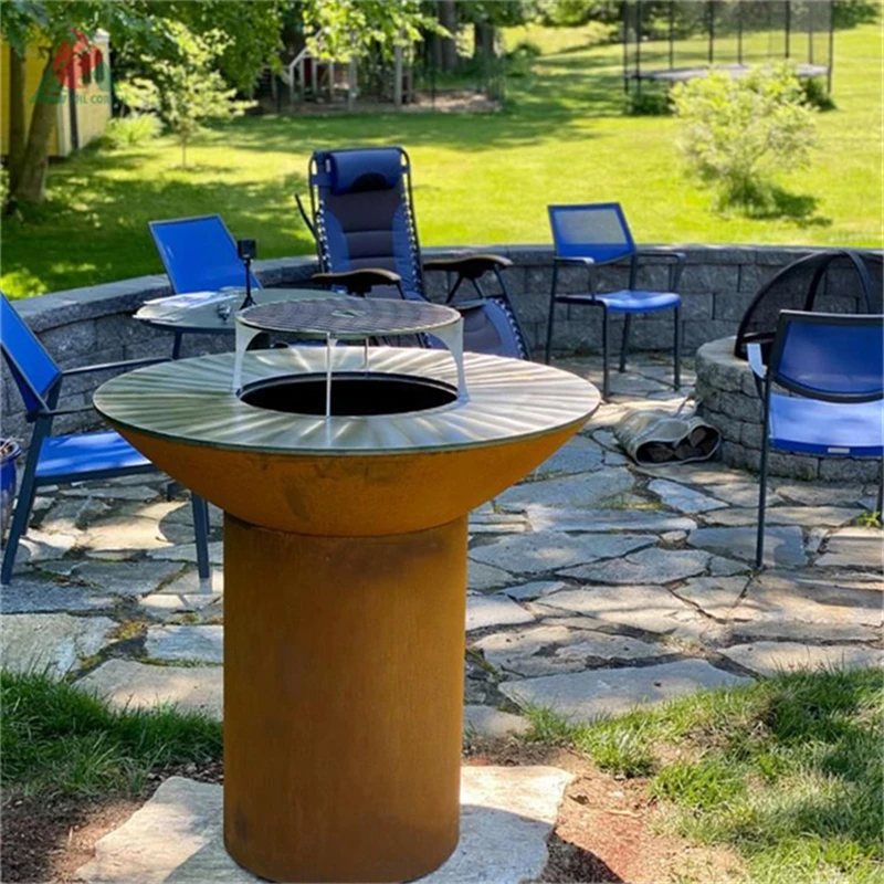 painted corten steel bbq plancha charcoal bbq grill barbecue