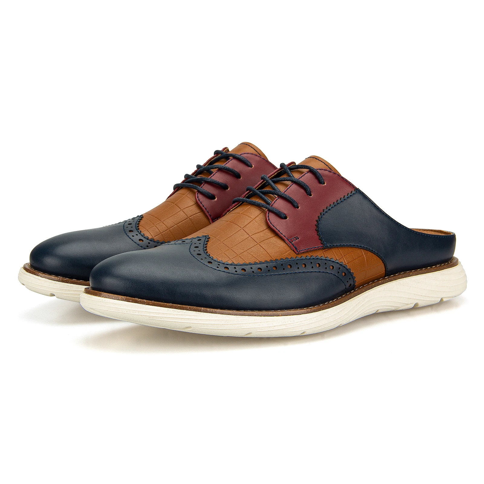Handmade Men Genuine Cow Leather Brogue Wedding Business Mens Casual Slipper Shoes Luxury Brand Slipper Oxford Shoes