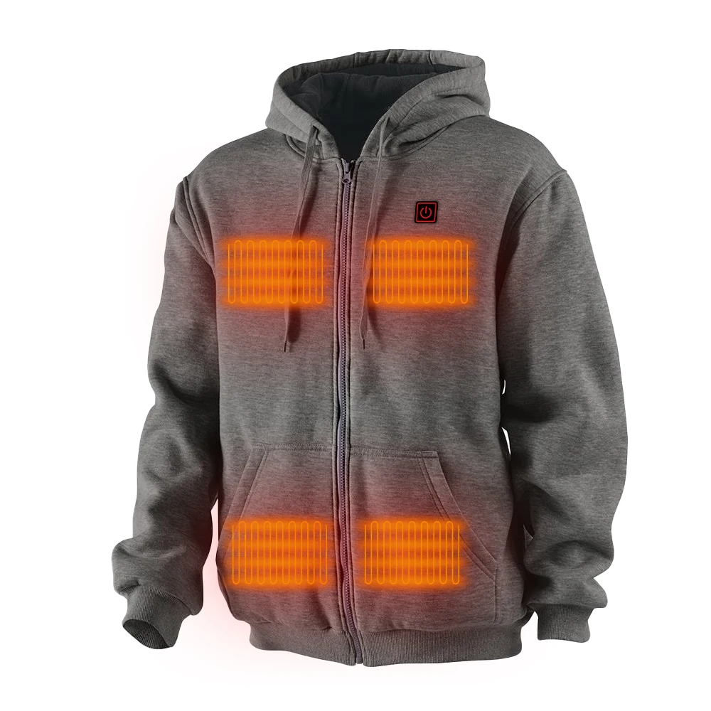 Custom Warm Winter thermal Zip Up Heated Fleece Hoodie Electric Usb Heated Hoodie With Rechargeable Battery