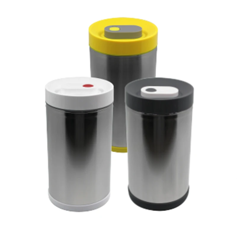 1200ML STAINLESS STEEL Glass Food Container One-button Sealed Tank Vacuum Fresh-keeping Jar Round Storage Boxes & Bins organizer