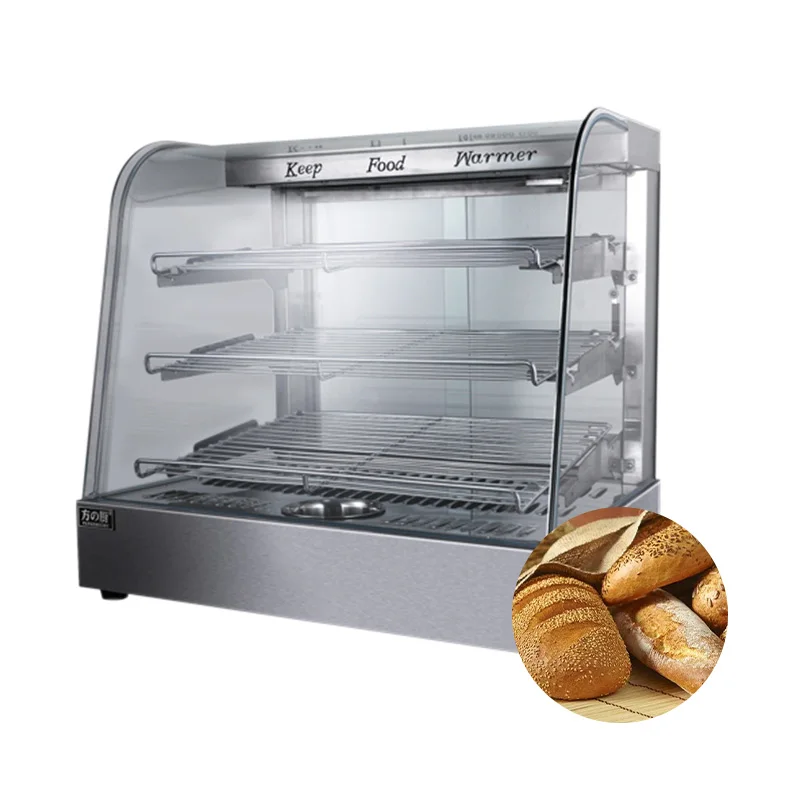 Black glass hot food display cabinet Electric heating counter heating cabinet factory price