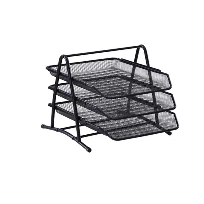 Office supplies iron mesh metal 3 layer file rack file storage data  rack file tray data rack drawer type