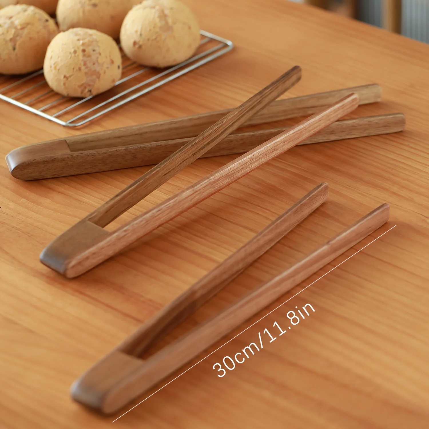 Heat-resistant bamboo-wood clip Versatile Wooden Tongs for Grilling Steak, Serving Bread & Pasta