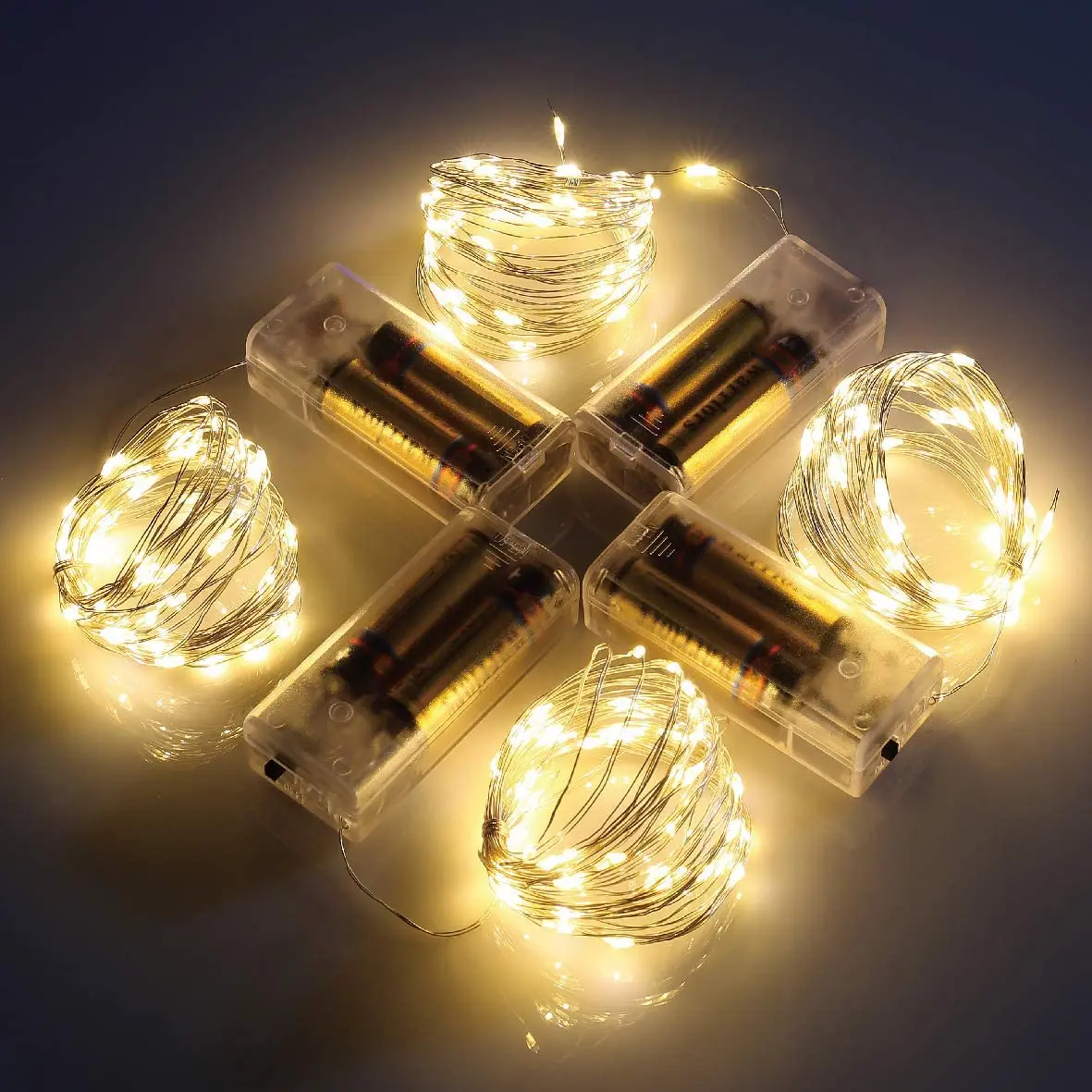 1 meter 10 leds copper silver wire warm white 2AA battery operated christmas lights in holiday lighting with 6-18 timer function