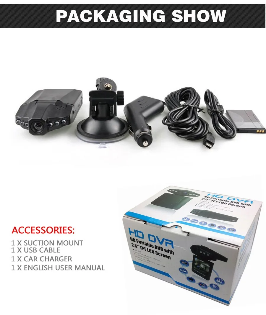 Night vision HD 720P car black box flip 270 degree screen video camera multiple configurations dash cam car black box