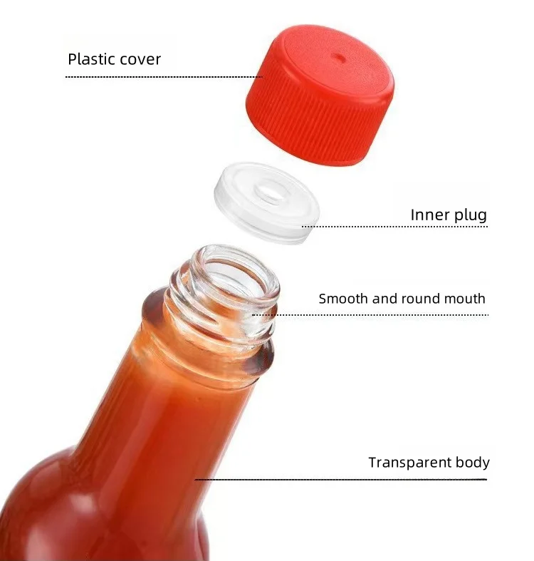 Empty 2oz 5oz Glass Sauce Bottle Hot Oil Red Sauce Salad Dressing Chili Ketchup Mustard Creamy Sauce Bottle