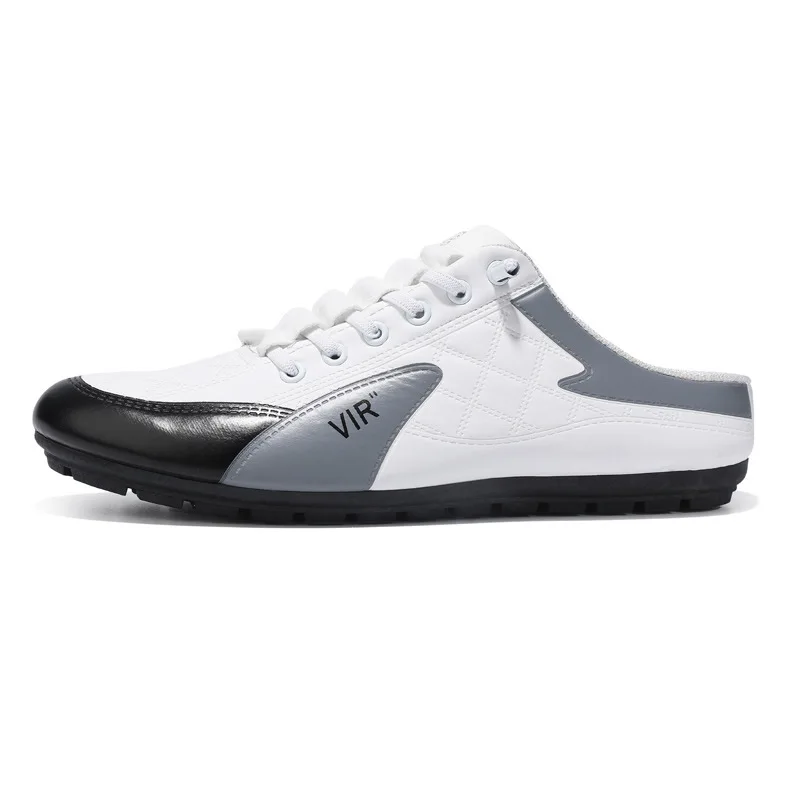 New slip-on men flat shoes casual Lazy One Foot Off Half Drag Board Sneakers Bean Shoes