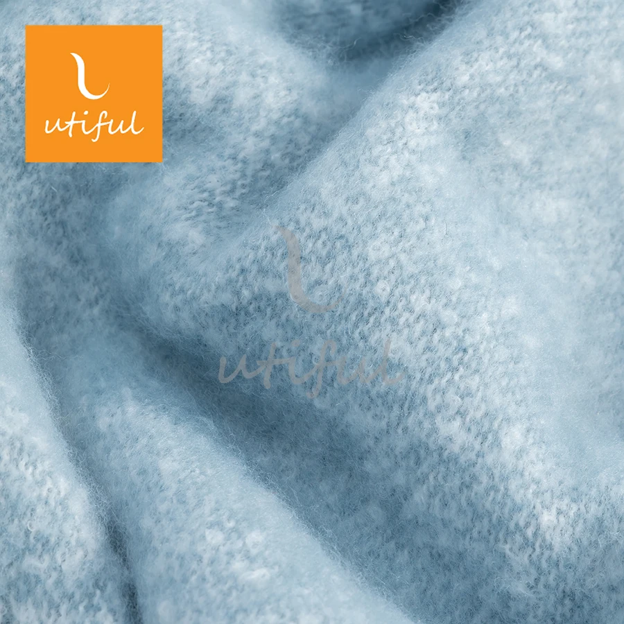 Ultra soft fluffy 2 tones warm polyester mohair throw blanket for sofa