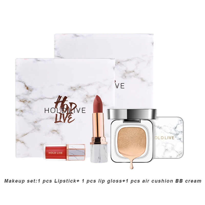 Promotional Gift Private Label Three-Piece Air Cushion BB cream Hold Live Lipstick Lip Gloss Cosmetics Makeup Sets